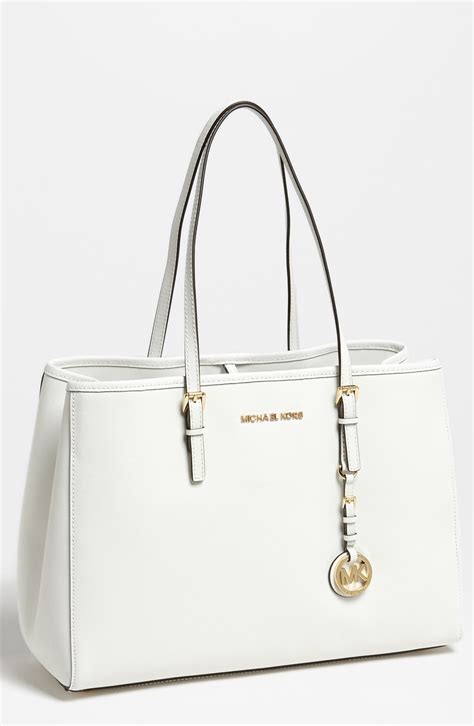 michael kors rectangular white rose bag|michael kors large shopper tote.